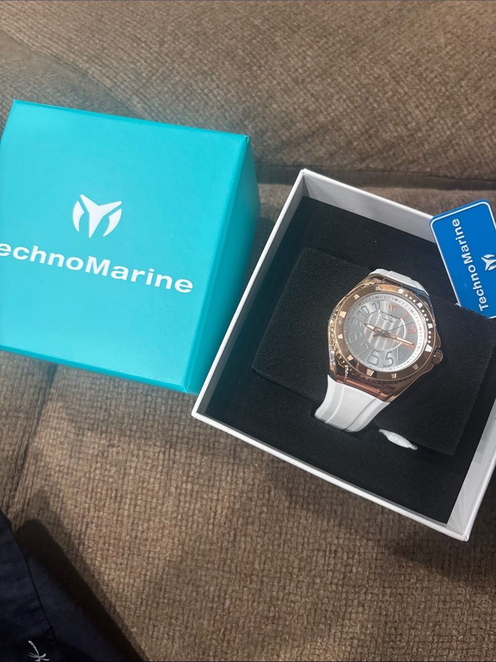 Technomarine White Silicone Strap Watch with Rose Gold Case